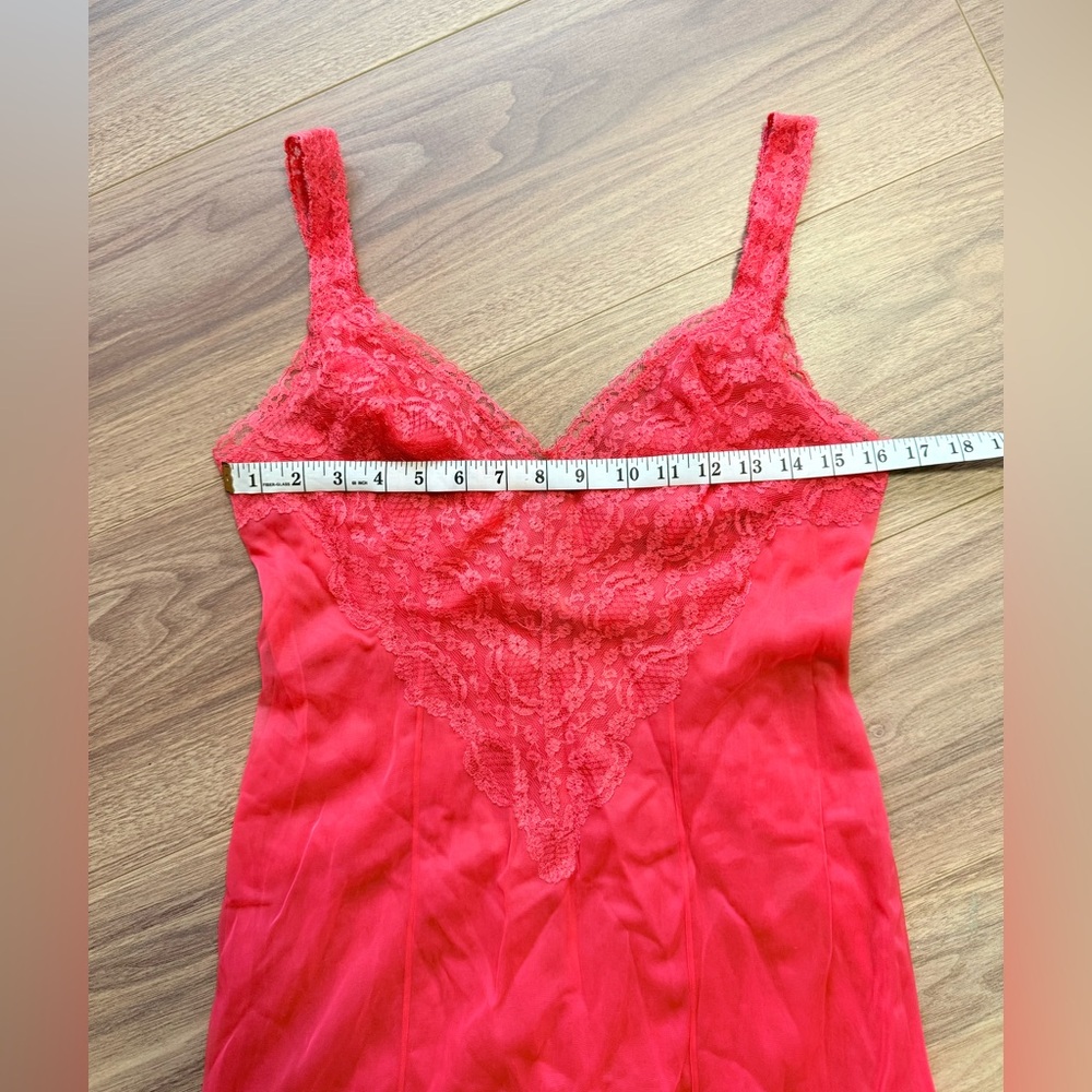 Vintage Henson-Kickernick Pink Coral Lace Slip Dress Pinup Lingerie Boudoir sz34 - Picture 15 of 16